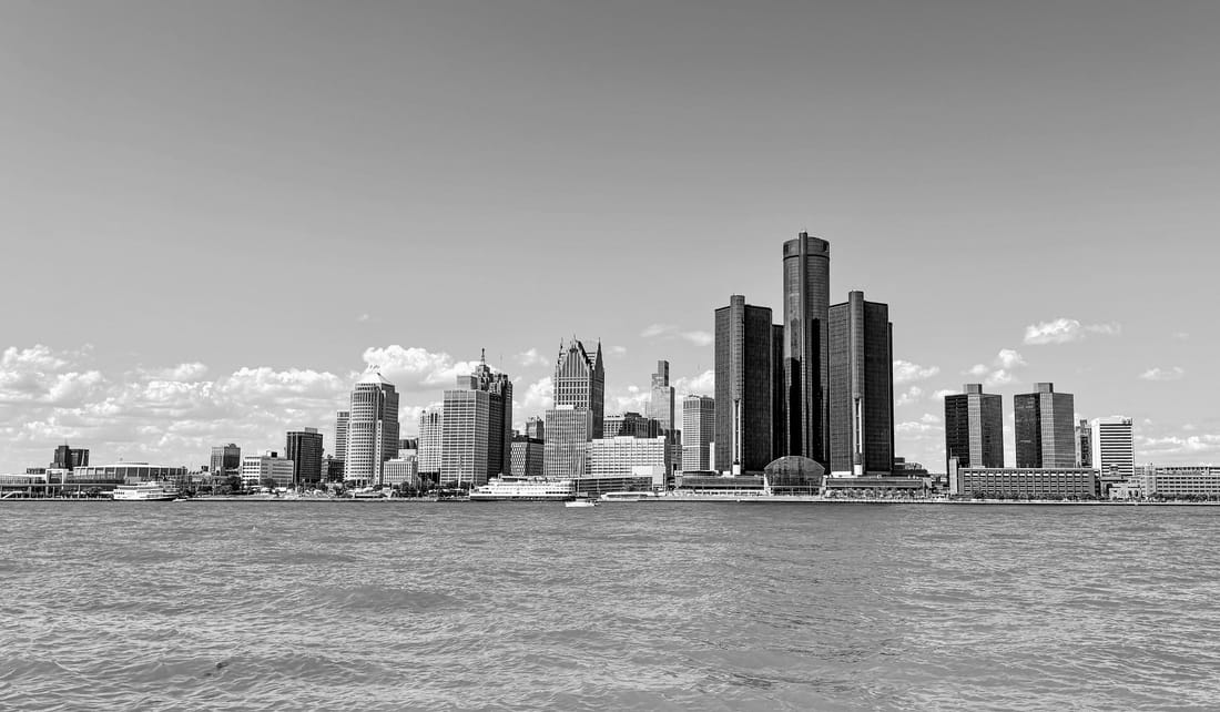 Detroit Skyline as seen from Windsor, Ontario.
